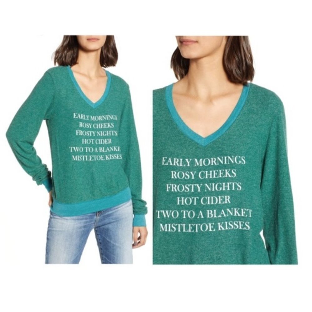 Wildfox Mistletoe Kisses Sweater Early Mornings Pullover